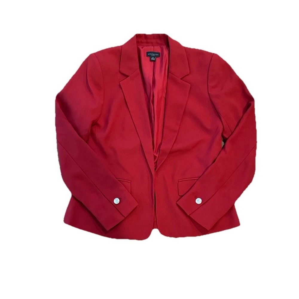 Ann Taylor Factory Women's Red Blazer Gold Sleeve Buttons Size‎ 00
